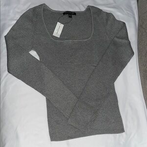 Banana Republic Charcoal Ribbed Knit Top
